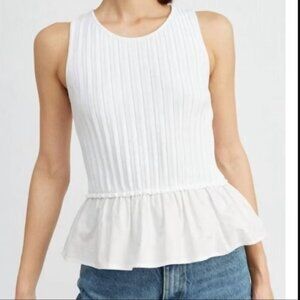 JACQUIE THE LABEL ruffle hem top white LARGE